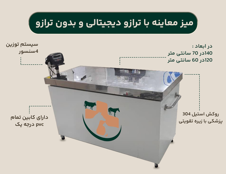 میز معاینه کابینت دار به همراه ترازو دیجیتالی